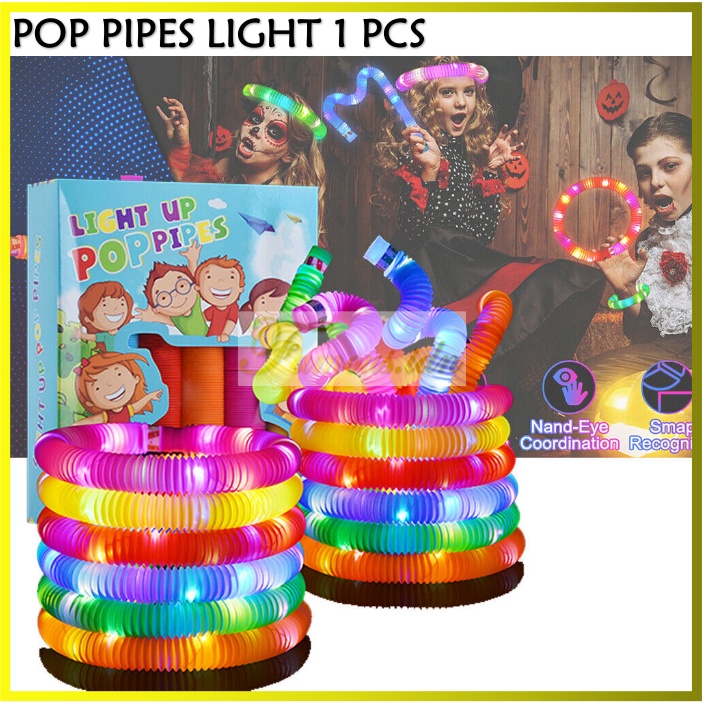FMS Mainan Anak Viral Pop Pipes Lampu Light Led Pop Tubes Pop Tube Led Grosir Karakter 1 Box Pastel 