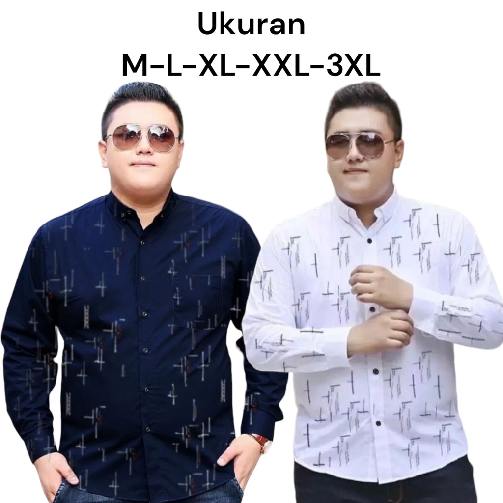 KEMEJA MOTIF SIMPLE KEREN SIZE L SAMPAI XXXL/HEM PRIA LENGAN PANJANG CASUAL OSCAR