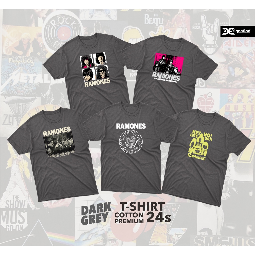 Designation - Kaos Band RAMONES dark Grey Cotton 24s Premium / Kaos Distro Hitam original / Tshirt C