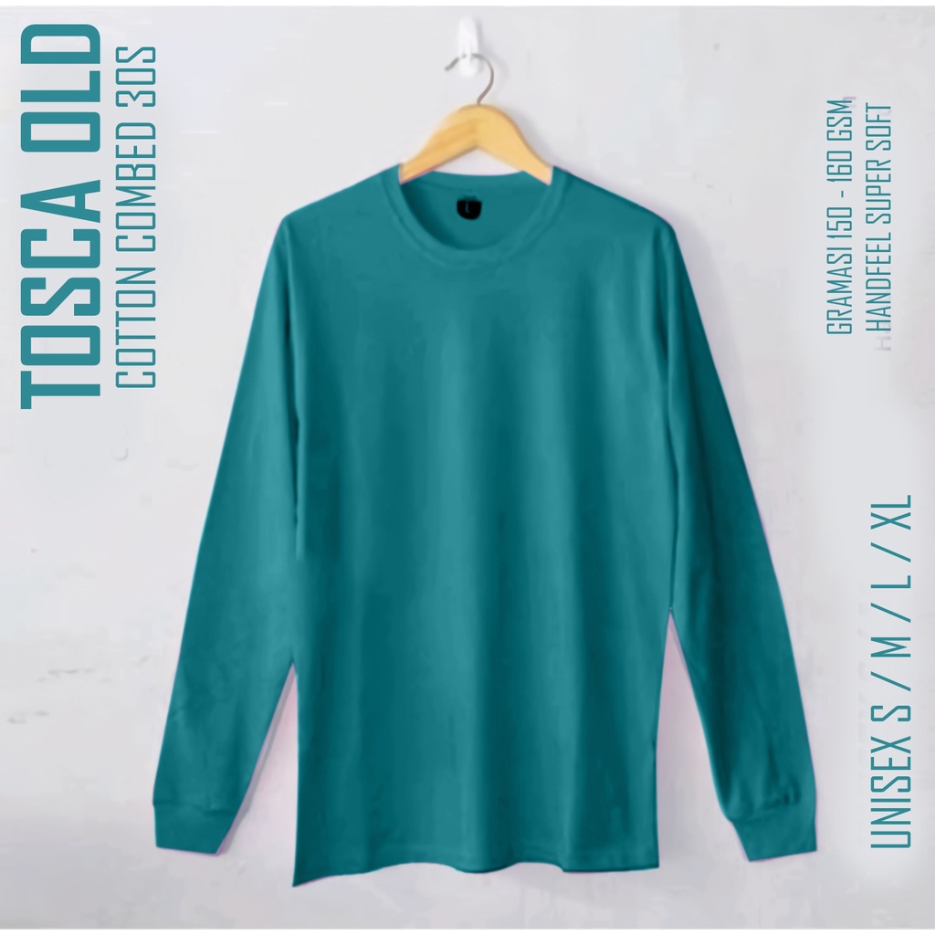 Kaos Polos Tosca Tua Lengan Panjang ujung RIB Pria/Wanita Catton Combet 30s