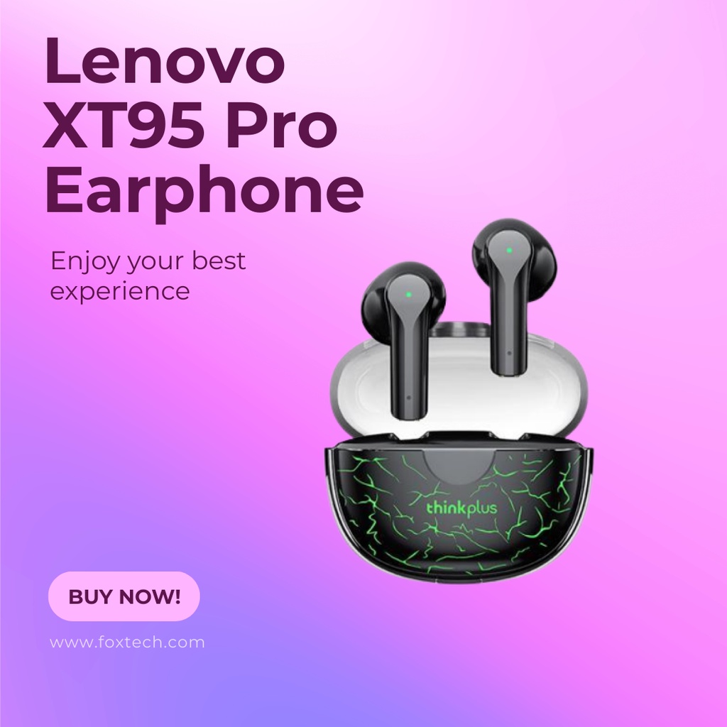 [ORIGINAL] TWS Lenovo XT95 Pro Bluetooth 5.1 Earbuds TWS Wireless Earphones - Luminous White
