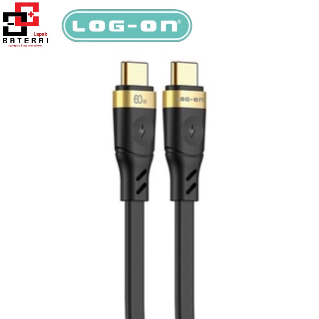 LOG - ON CC60 Atom Kabel Data Type C To Type c 60W | Kabel Charger C to C 3A High Speed Charger