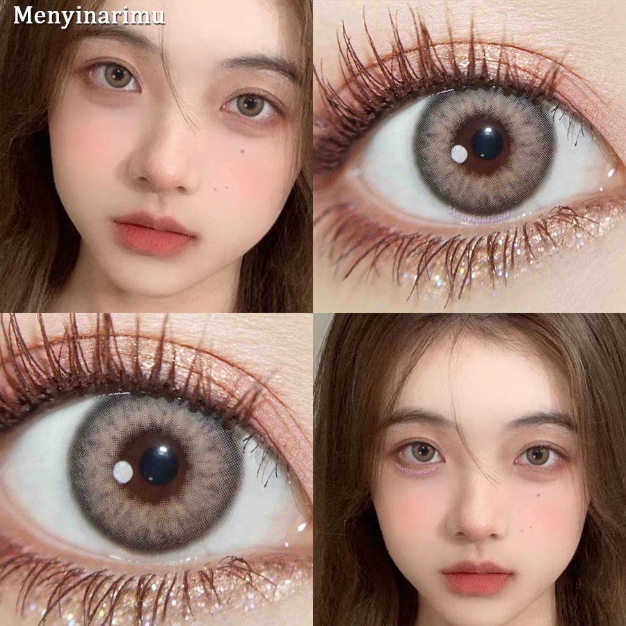 (COD)Menyinarimu OMG Softlens Minus(-1~-6) Softlens Mata Gray Brown Softlens Warna Lensa Kontak Soflen DIA 14.0MM Big Eye New Softlen