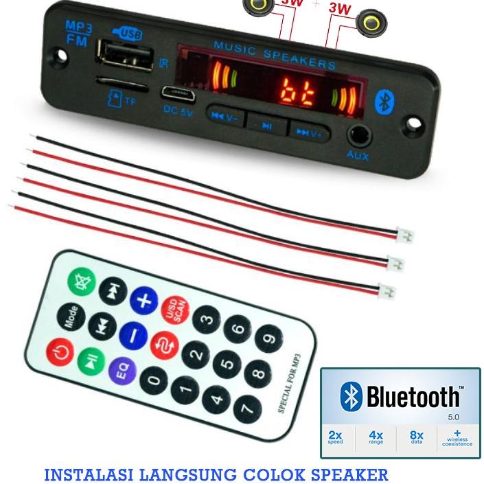 12.12 sale modul MP3 bluetooth 5.0 5V-12V 117BT DENGAN AMPLI 2X3W murah