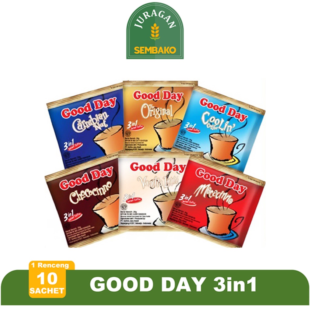 

Goodday 3in1 Coffe Instant 20gr Isi 10 Sachet/Kopi Bubuk/Kopi Kemasan