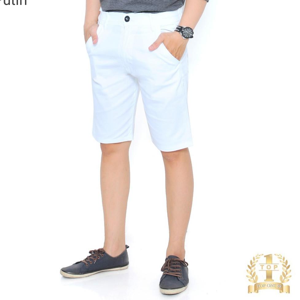 LANGSUNG KIRIM Topone88 celana pendek pria chino ( putih )