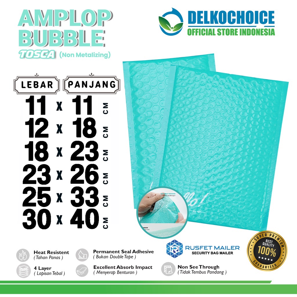 Amplop Bubble Mailer TOSCA Bubblewrap Envelope Rusfet Premium SATUAN