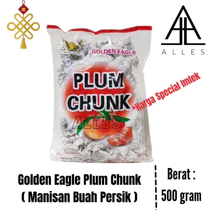 

Golden Eagle Plum Chunk/Manisan Buah Persik/White Prune Chunk 500 Gram