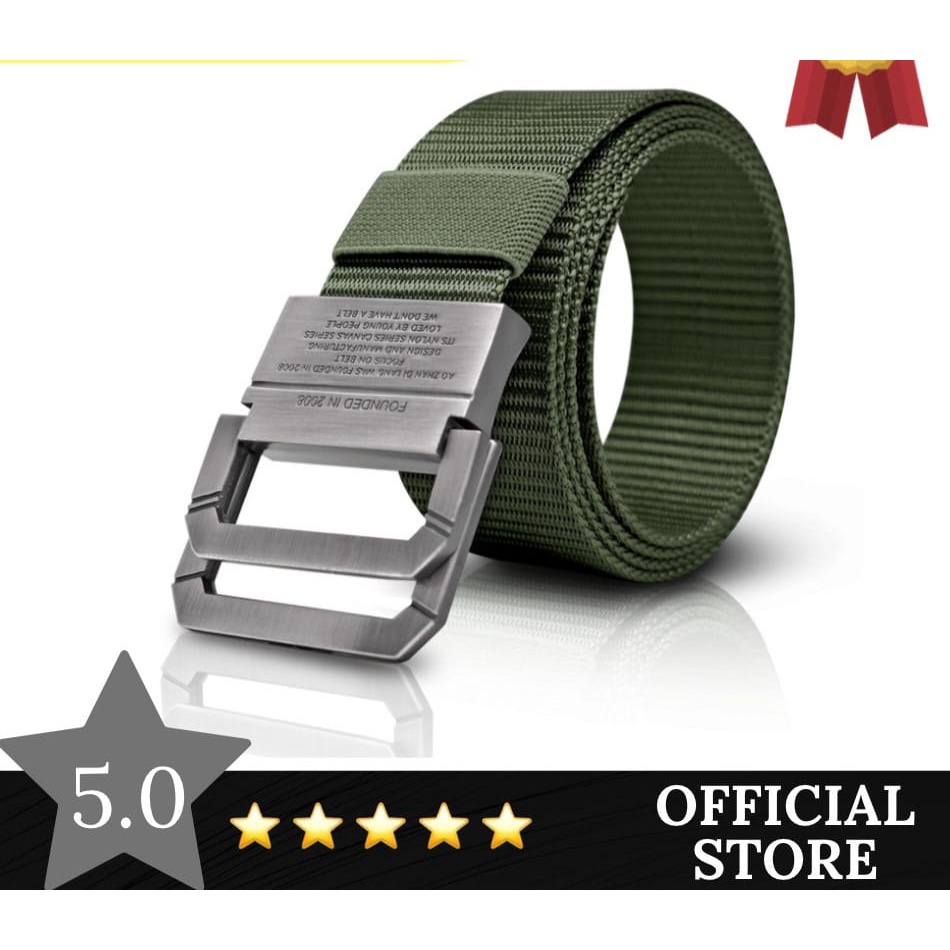 IKAT PINGGANG NYLON GESPER BESI DOUBLE RING STAINLESS SABUK TACTICAL MILITARY PLAIN CASUAL BAN PINGANG