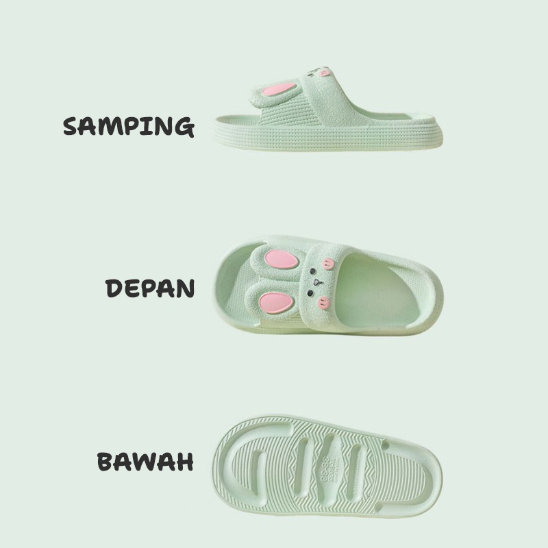 Lazy Bear Sendal Jelly Wanita / Sandal Slip On PVC / Sandal Perempuan Lucu / Cute Rabbit Sandal Jelly Wanita / H30 Sendal Kelinci Rumah Sendal Anak Perempuan / Sendal Wanita Kekinian /Korea Soft Rubber Non Slip