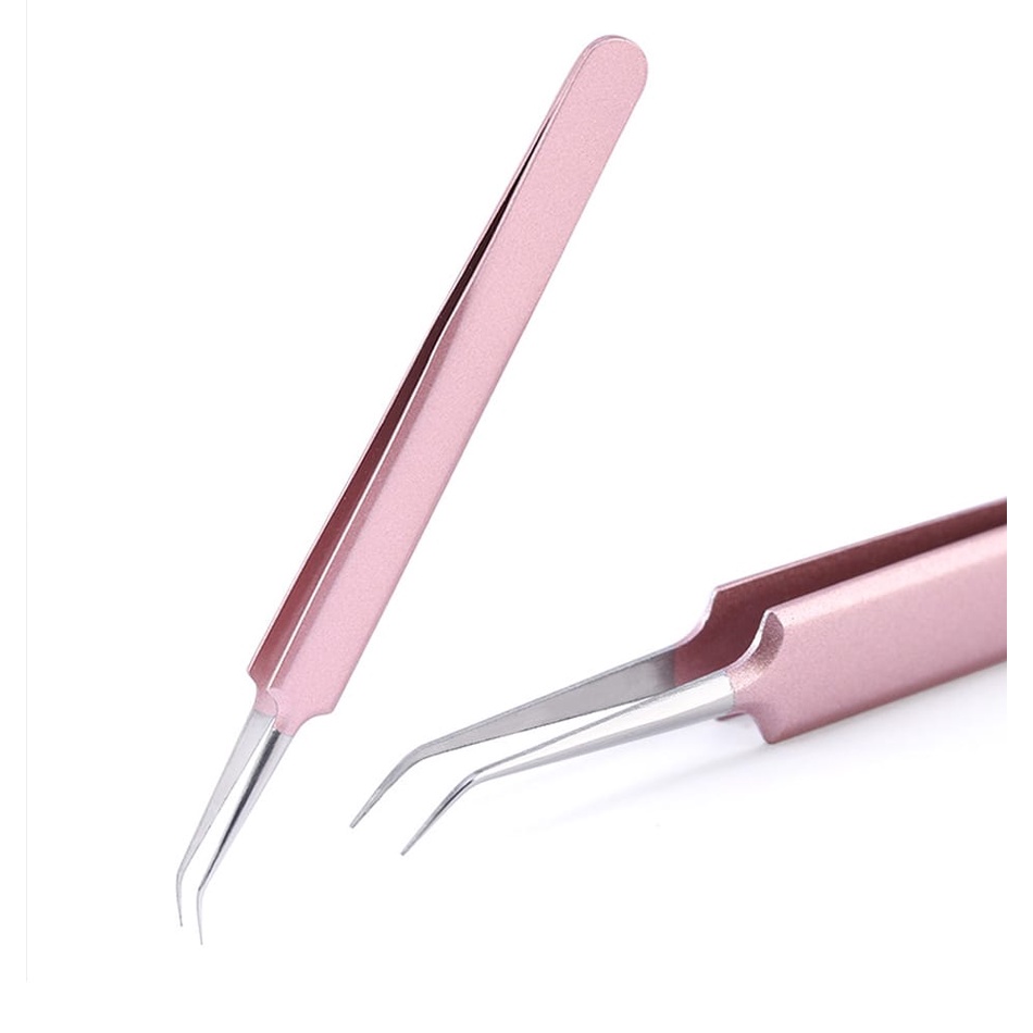 PINSET EYELASH EXTENSION BULUMATA PRESISI TINGGI BAHAN STAINLESS STEEL WARNA ROSE PINK DAN RAINBOW COLOURFUL