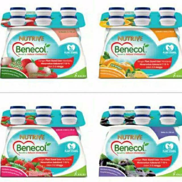 Nutrive Benecol Lychee Blackcurrant Orange Yoghurt Strawberry 6x100ml