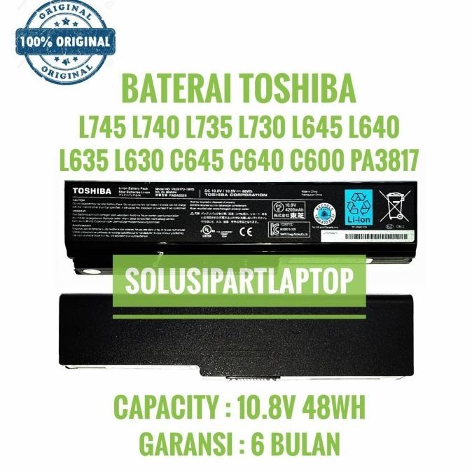 Baterai Batre Original Toshiba Satellite L645 L745 PA3817 PA3819