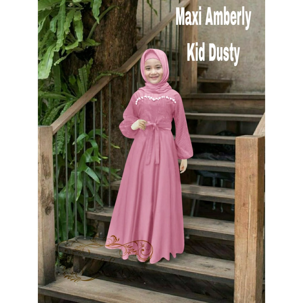 Dress Muslim Anak/ Pakaian Muslim Anak Perempuan AMBERLY/ Fashion Muslim Anak