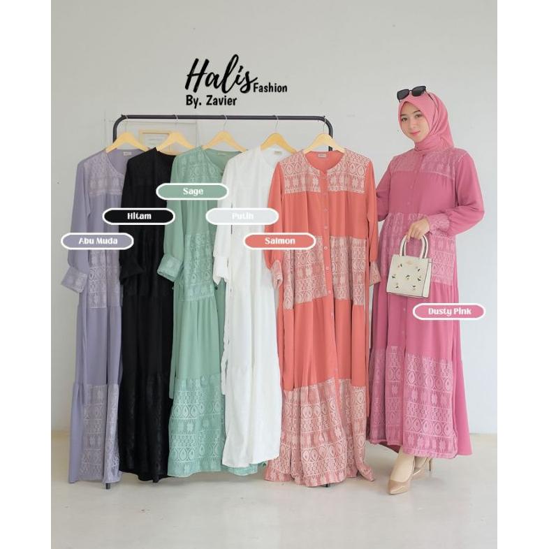 PROMO Gamis Cringkel Airflow Pompom Brokat Brukat broklat Premium Model Terbaru Ori Halis Fashion Wa