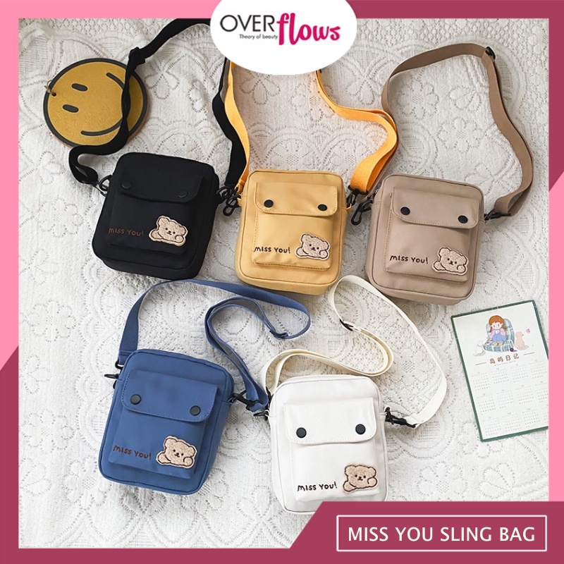 OVERFLOWS.ID MISS YOU SLING BAG TAS SELEMPANG WANITA KOREAN STYLE SLING BAG PEREMPUAN CUTE STYLISH TANAH AIR