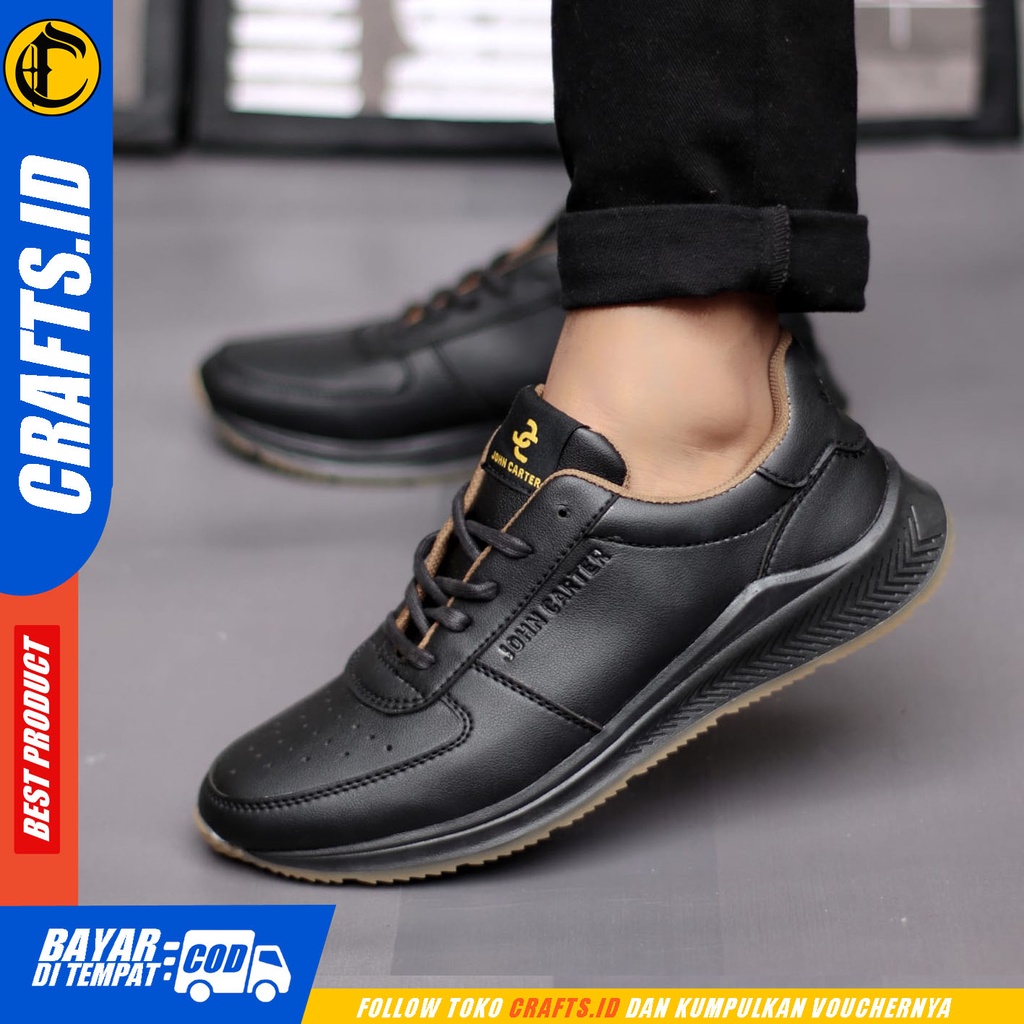 Sepatu Sneakers Pria Putih Hitam Casual Running Crafts Athen