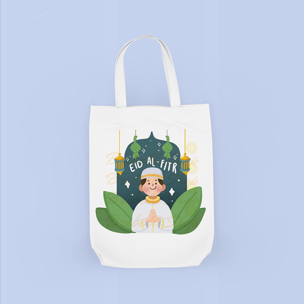 Bribell - Totebag Kanvas Bergambar Ramadhan Lebaran Vol 2 Hampers Bisa Cod