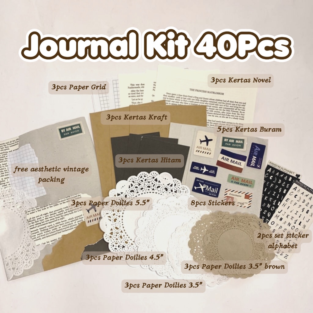 

Journal Kit Journaling Vintage Aesthetic Jurnal (40 pcs)