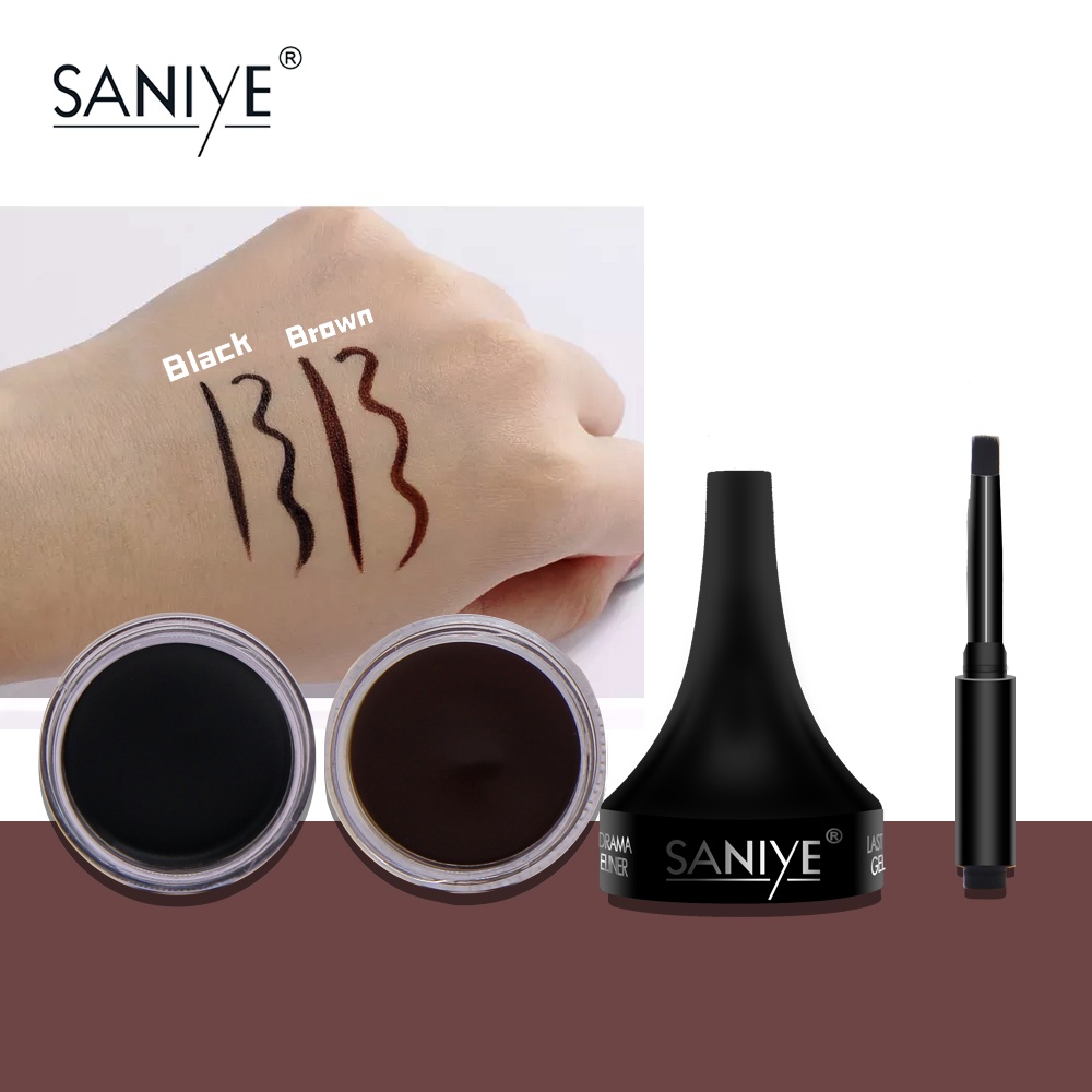 SANIYE BPOM 2 in 1 Brown Black Waterproof Eyeliner Gel With Brush gel