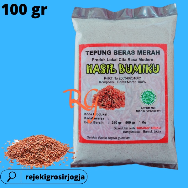 Tepung Beras Merah Organik kemasan 100 GRAM/Tepung MPASI Beras Merah Organik/Tepung Beras Merah Glut