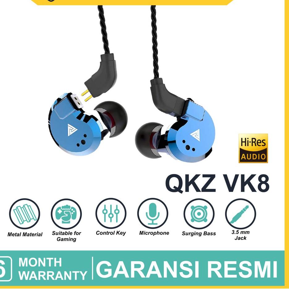 ♤ QKZ VK8 with Mic Sport Gaming Hi-Res Earphones Hight Quality In-Ear Earbuds HIFI ♗