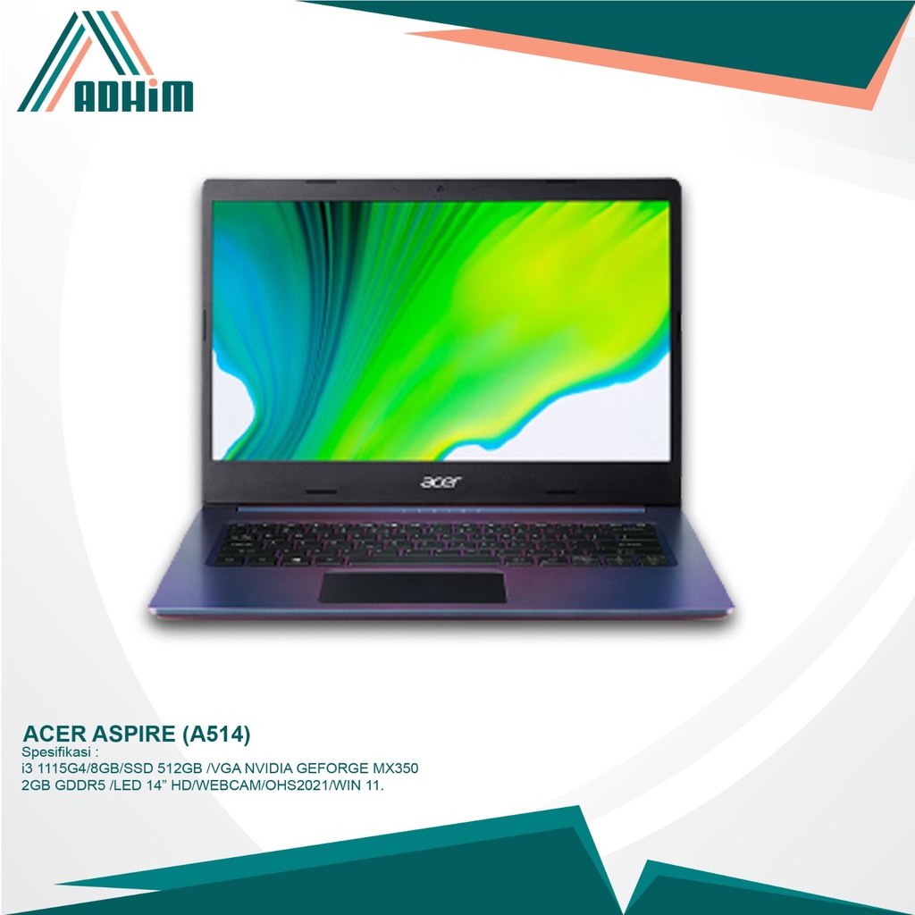 Acer Laptop Aspire (A514) i3 Series RAM 8GB SSD 512GB