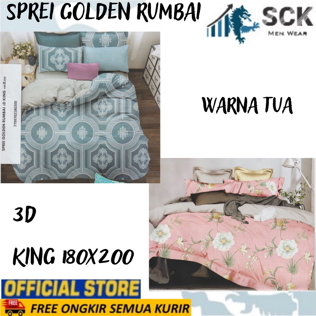 SPREI PLAT GOLDEN 180 x 200 B2 / G2 T 20 cm Bantal 2 Guling 2 Motif Polos Bunga Salur Bahan Microfiber King Silver 3D (5in1) B2 20 cm - sckmenwear GROSIR