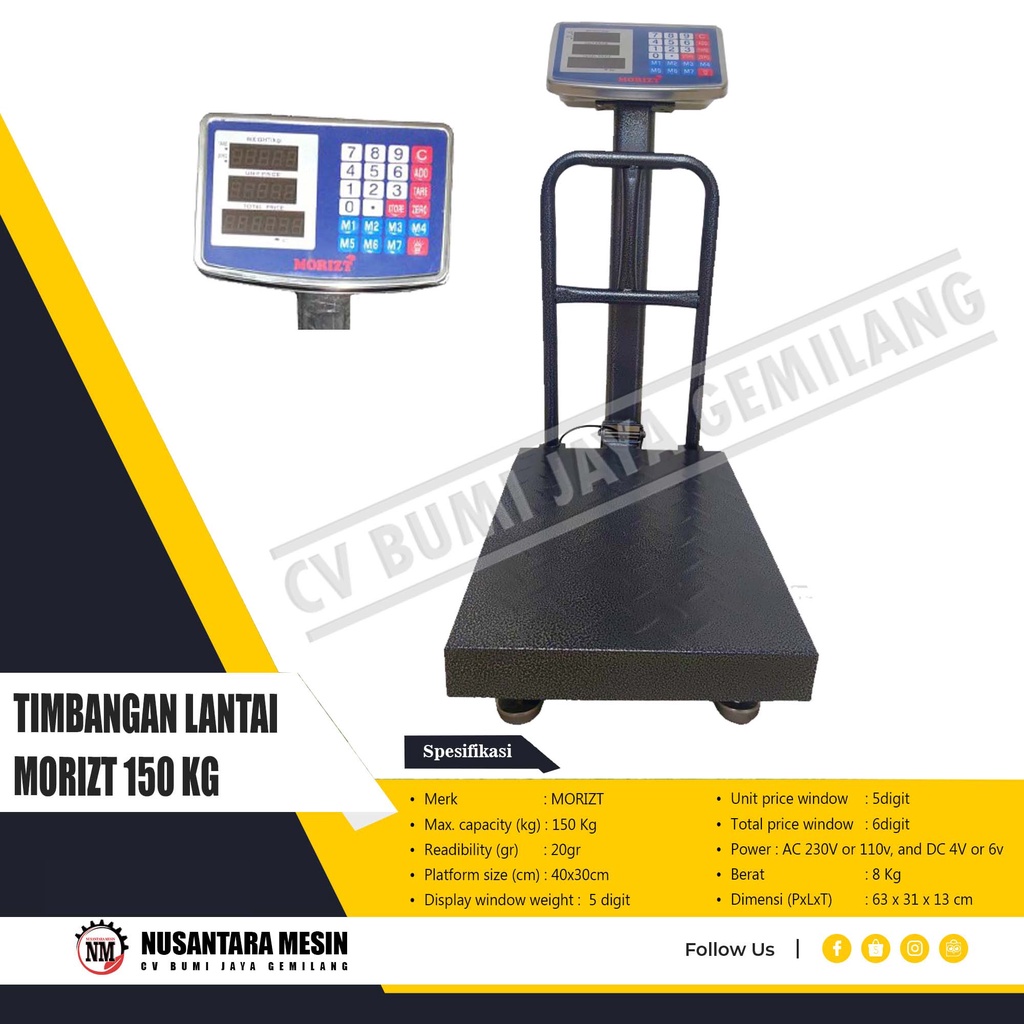 TIMBANGAN LANTAI DUDUK DIGITAL MORIZT 150 KG