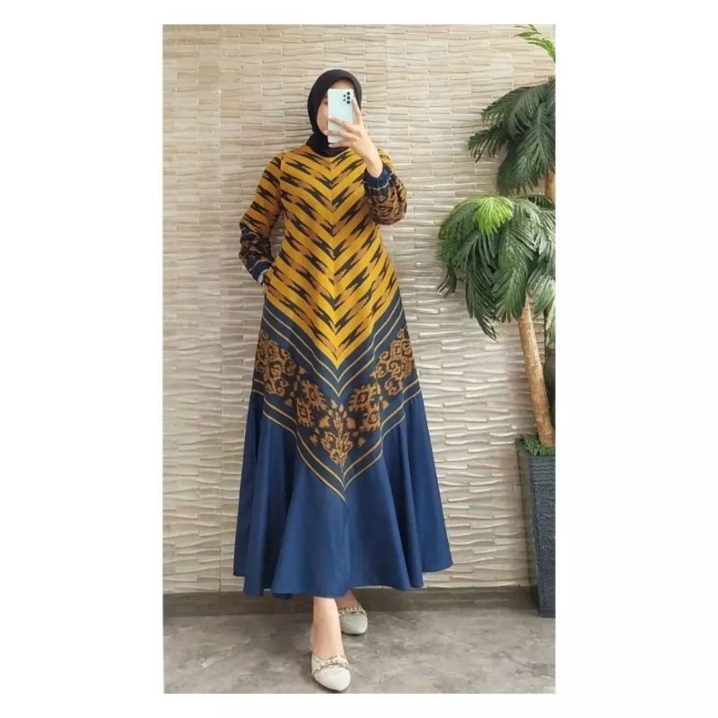 gamis tenun mix toyobo perempuan - gamis tenun wanita - gamis tenun