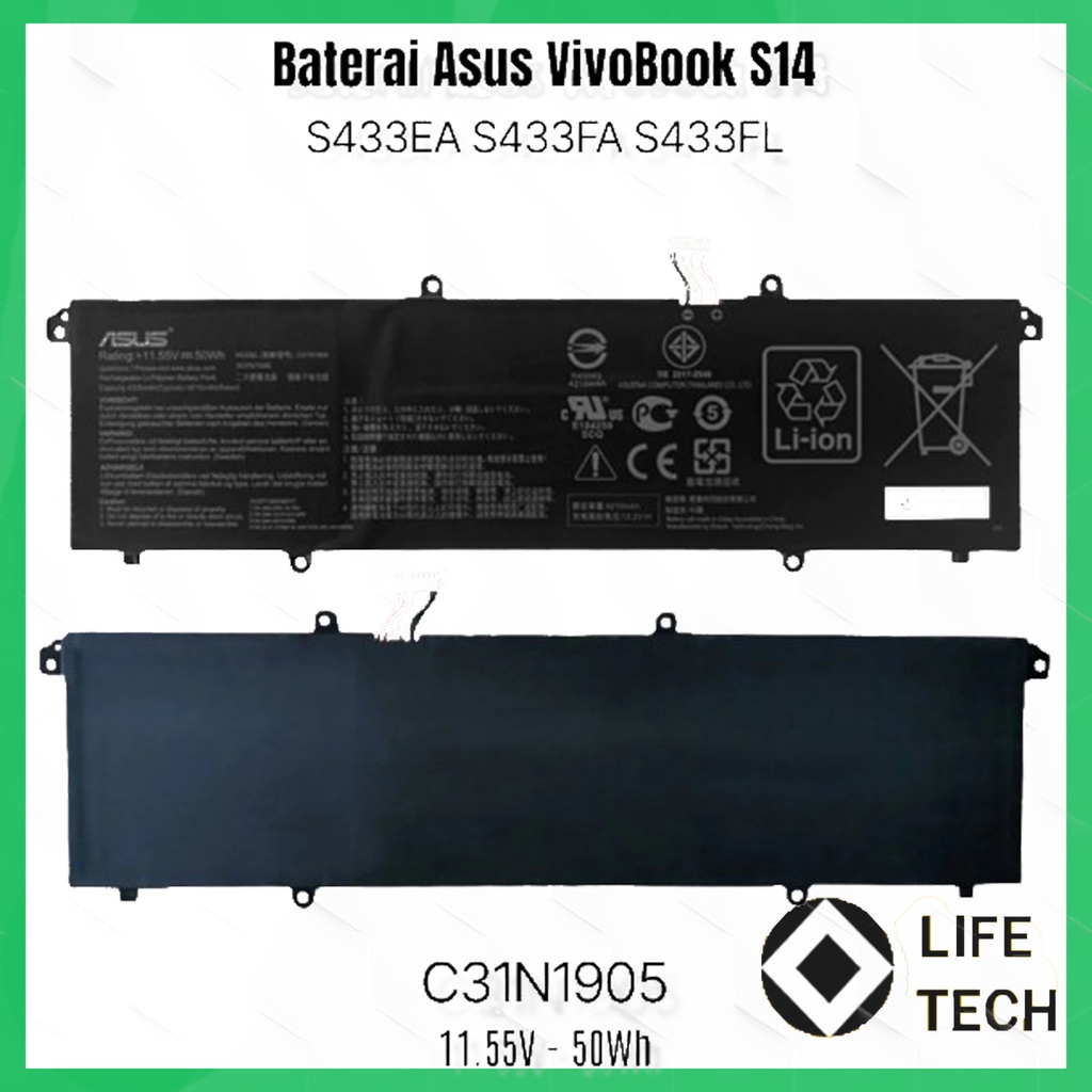 Baterai ASUS C31N1905 VivoBook S13 S333JA S14 S433FA S433FL S15 S533EQ ASUS VivoBook S14 M433 ASUS VivoBook S14 S433 ASUS VivoBook S14 S433FL ASUS VivoBook S15 S533 (11th Gen Intel) ASUS VivoBook S15 S533EQ asus vivobook s13 s333 s333ja