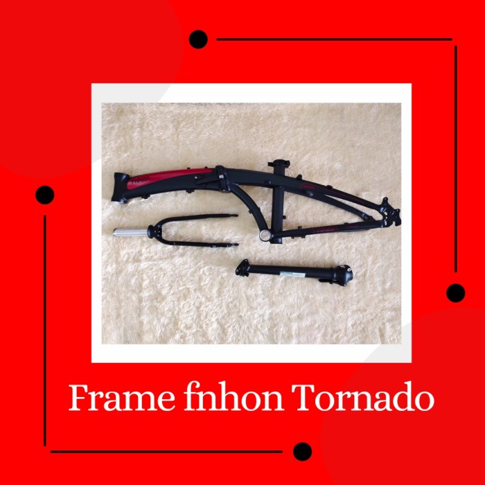 Frameset Fnhon Tornado Hitam doff merah 20 22 inch + Handlepost