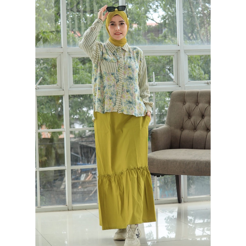 Mmaayra - Disya Set | Oneset setelan kemeja rok baju  hari raya 2023 fashion wanita muslim ori busi 