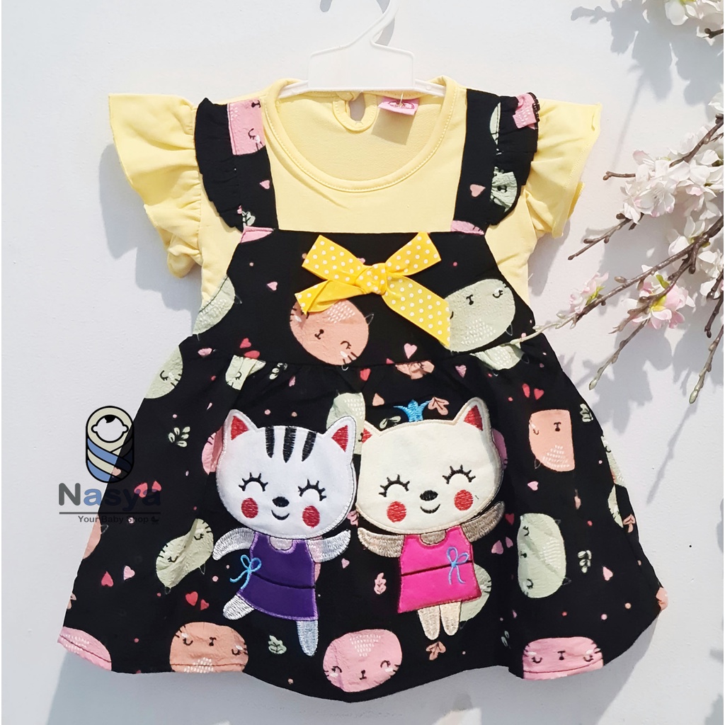 [SL-032] Dress bayi pendek anak overall motif animal lucu dan murah (3-6 bulan)