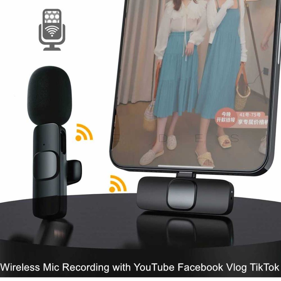 KT10 - Microfon Nirkabel Portabel Rekaman Wireless Microphone Clip ON