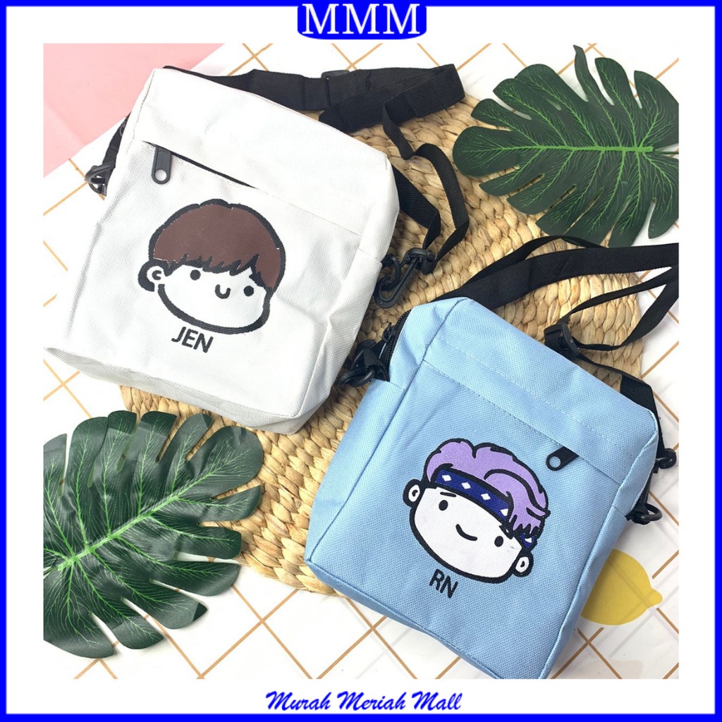 MMM Tas Slempang Wanita Army Korea Sling Bag Wanita Motif Kartun Kanvas Tas Fashion Wanita