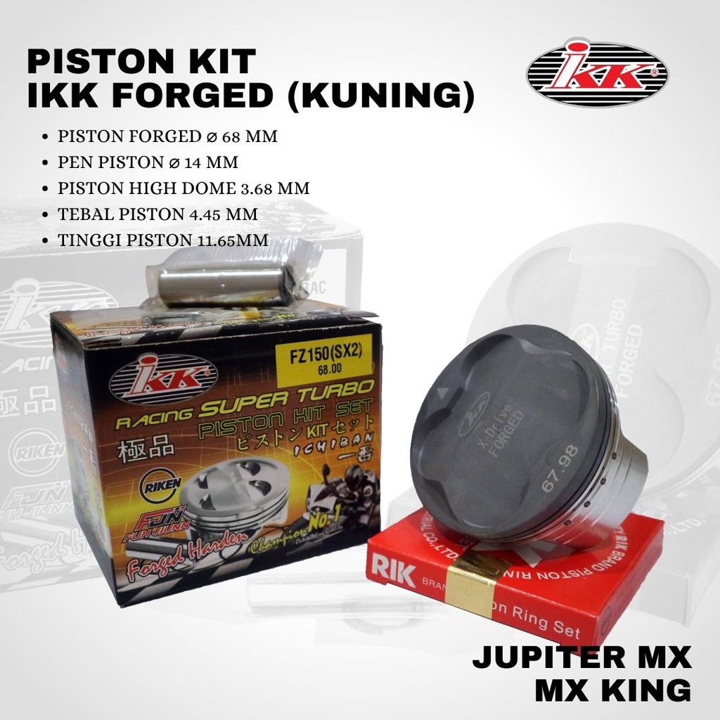 Piston IKK mx mx king 68 pin 14 forged Yellow