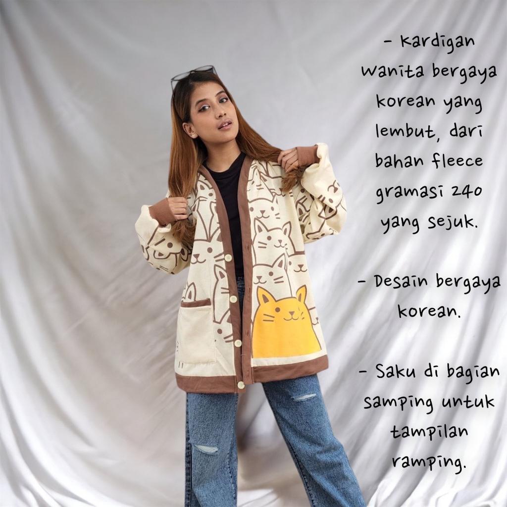 JAKET CARDY LUCU MOCCA CAT OUTHER // KARDIGAN WANITA KOREAN