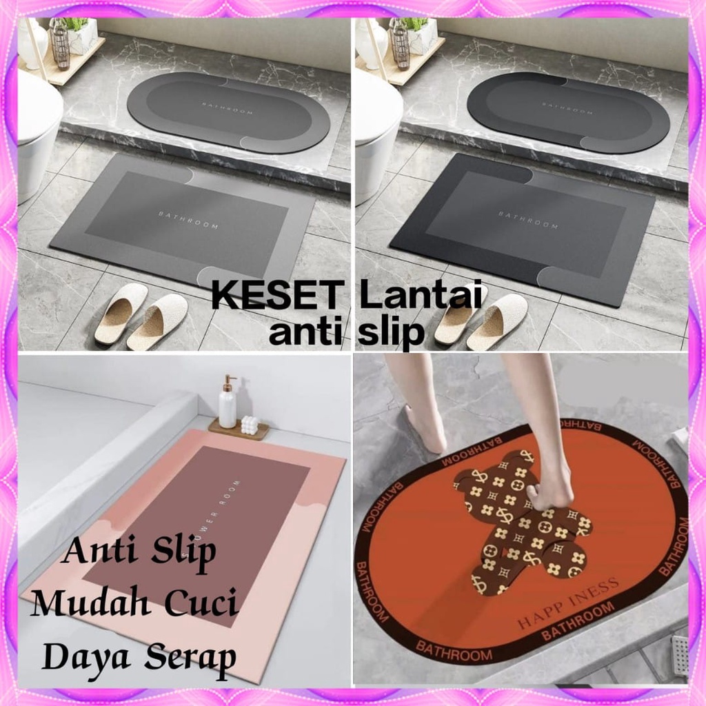 Keset Kaki 3D Diatomite Ovale Kotak Nyerap Air / Alas kaki Diatomite Anti Slip Anti Bau Nyerap Air Anti Bakteri