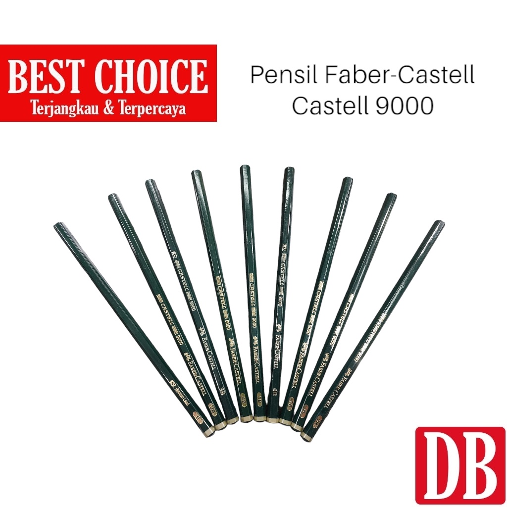 

Pensil Tulis Faber-Castell 9000 H/2H/HB/B/2B/3B/4B/5B/6B/7B/8B (1pc)