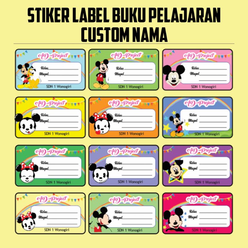 

Stiker label nama buku pelajaran custom