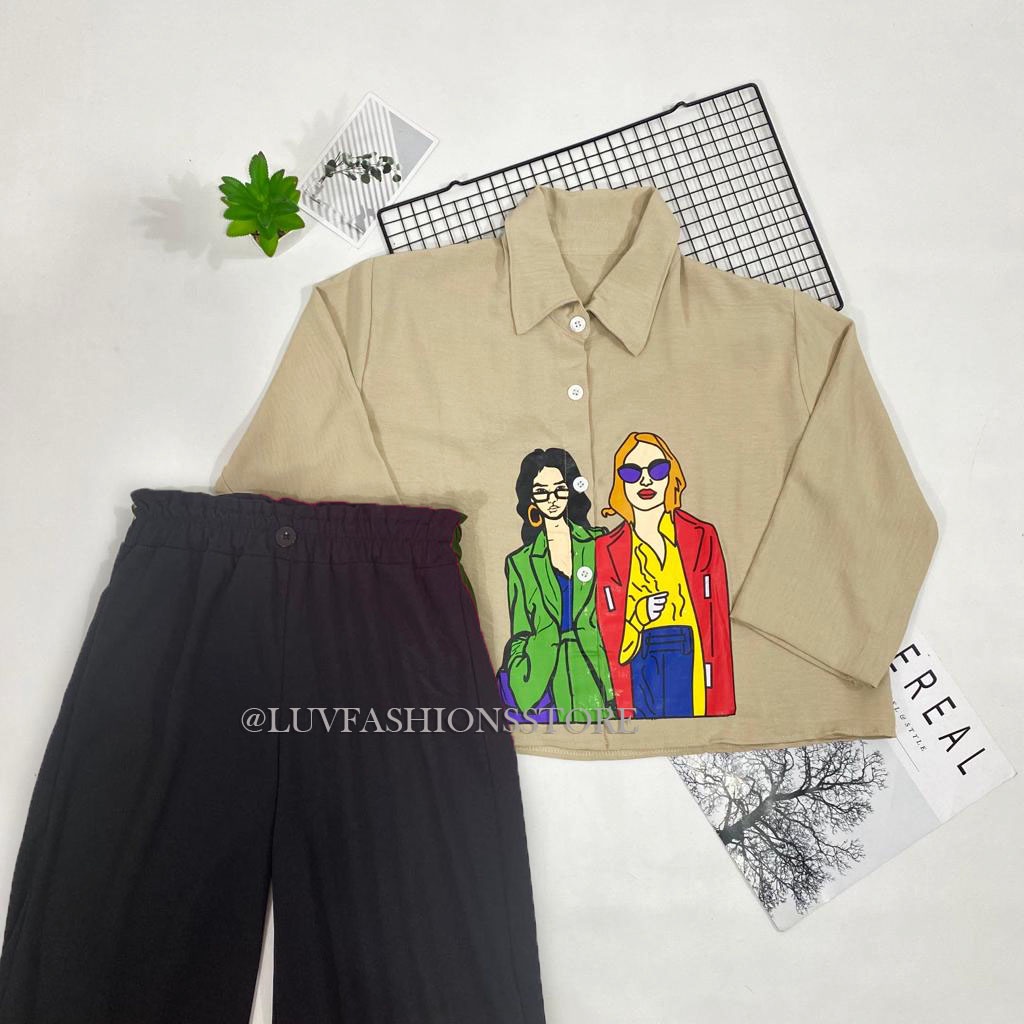 IL - SETELAN WANITA ORIZA CROP CRINCLE AIRFLOW / ONE SET WANITA KEKINIAN MOTIF SABLON