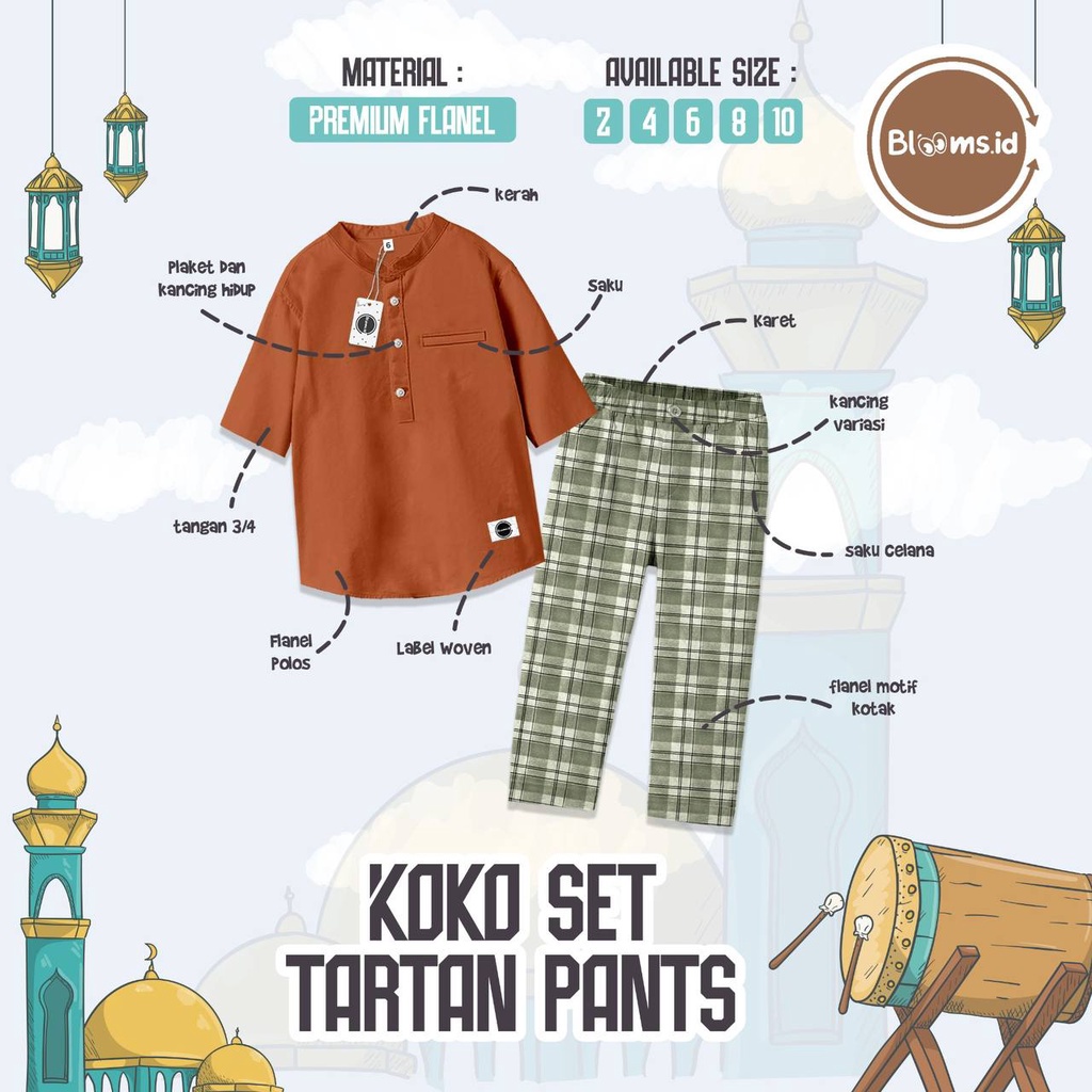 Setelan koko anak Tartan Pants by Blooms.id