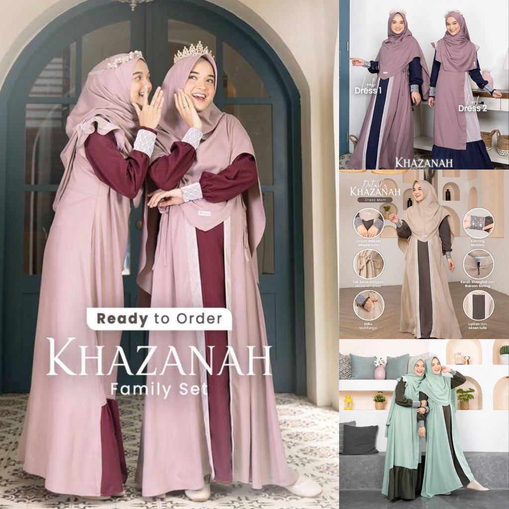 Khazanah Family Set by Shizzyca Sarimbit Lebaran Baju Seragam Keluarga Gamis Seragaman