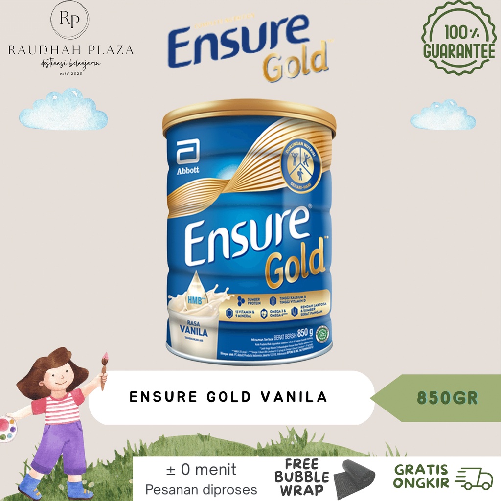Ensure Gold Coklat Vanila 850gr Susu Nutrisi Orang Tua Dewasa Rendah Laktosa