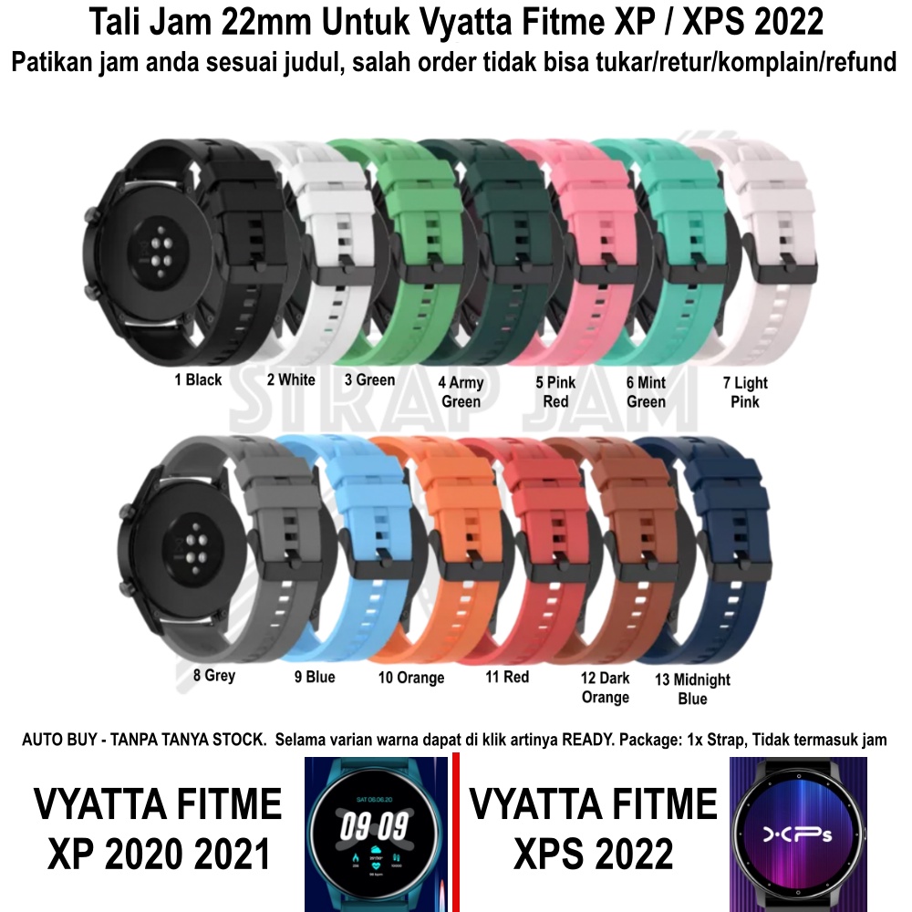 T2E 22mm Strap Smartwatch Vyatta Fitme XP / XPS 2022 - Tali Jam Pria Karet Rubber