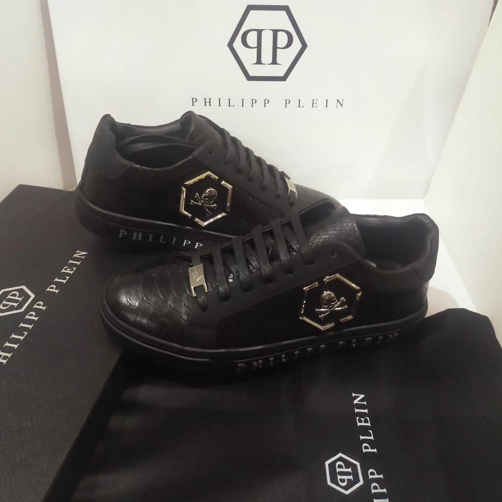 sepatu cowok pp sneaker pria philipp plein new men shoes hitam p1shoes