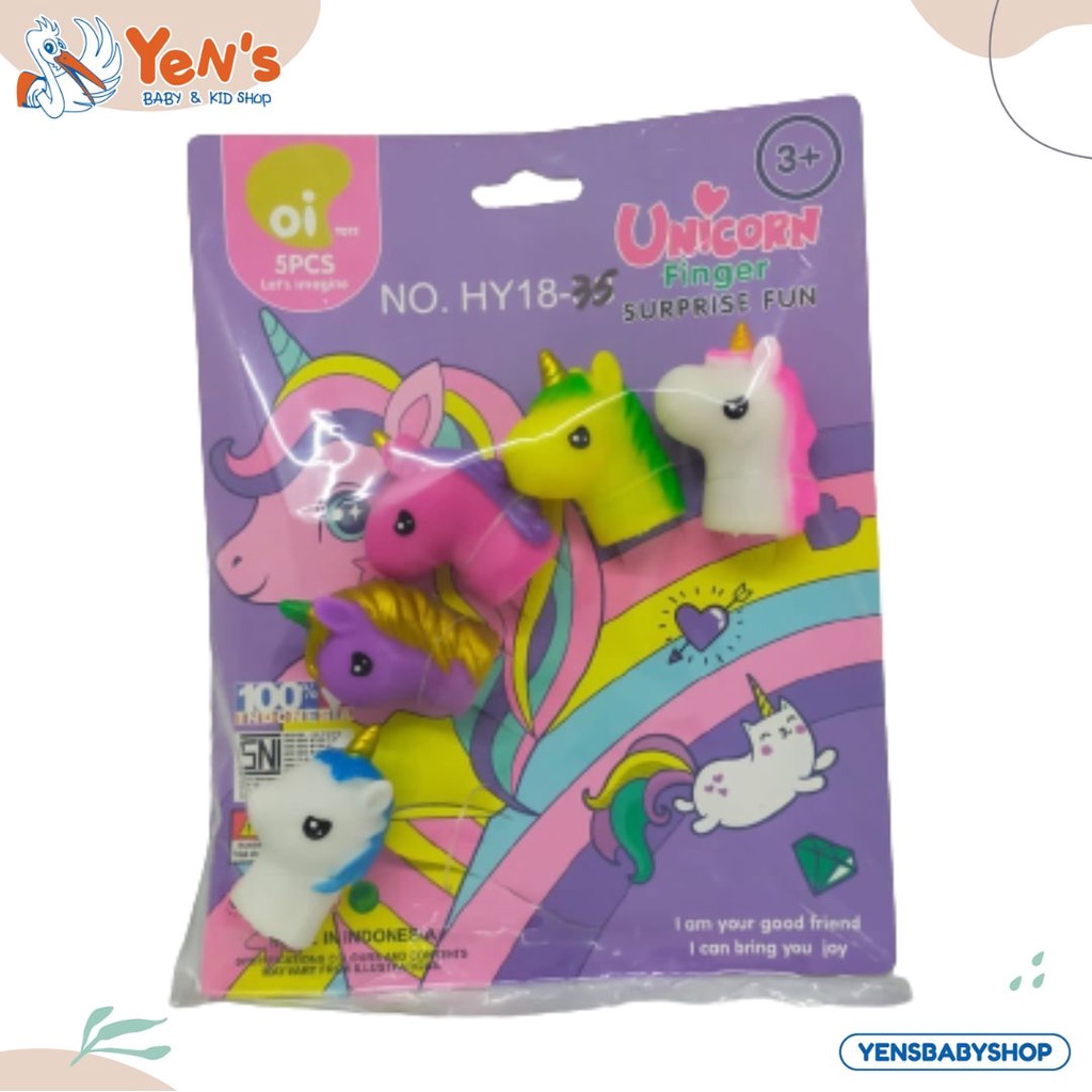 RUBBER FINGER UNICORN | Mainan Jari Unicorn Karet 5 Pcs | Mainan Anak