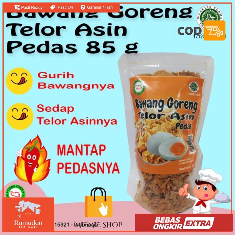 

Bawang Goreng Telor Asin 85 g Pedas Tiara Farm