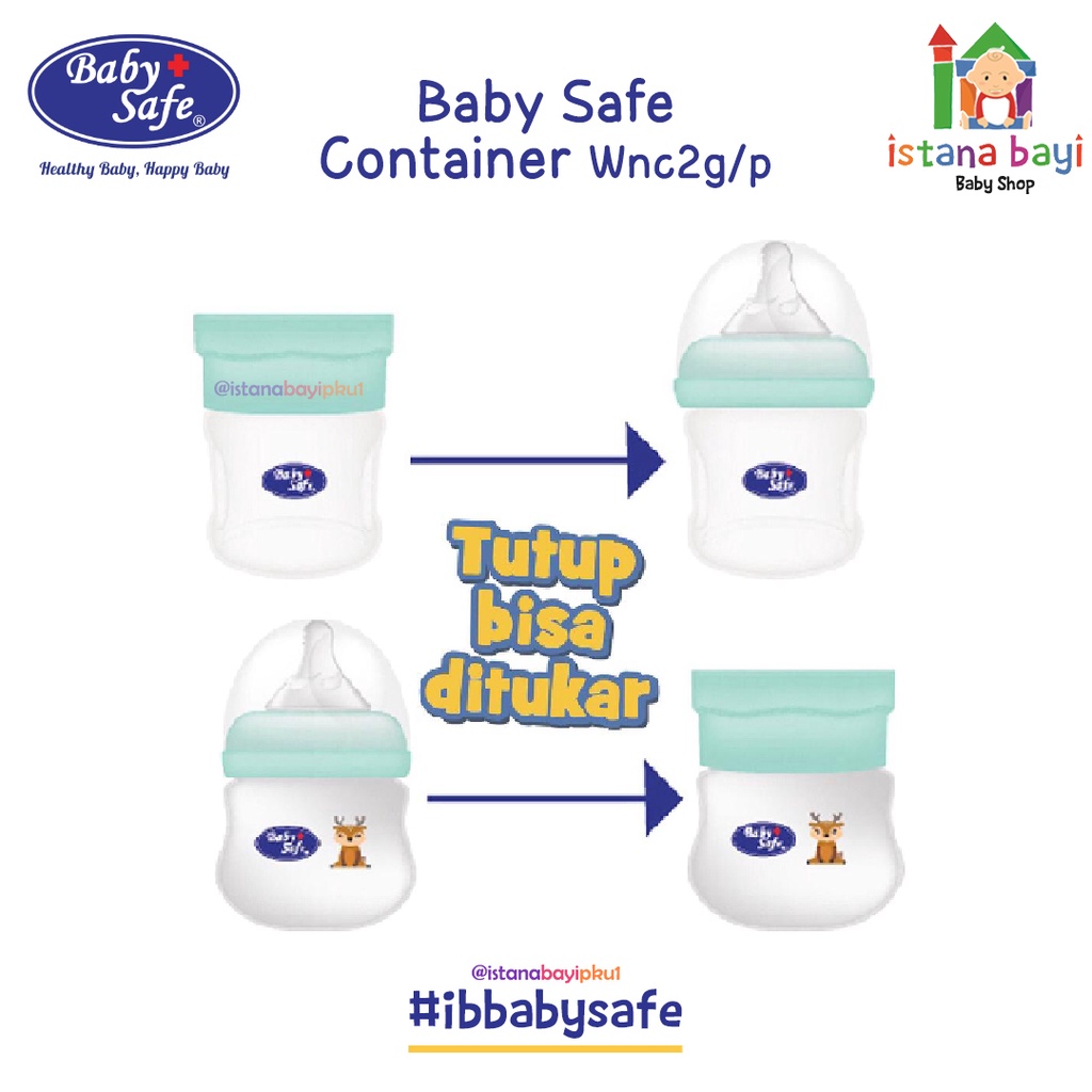 Baby safe Container WNC2G/P - Wadah Asi MPASI /Botol susu 2 in 1 - Botol susu serbaguna